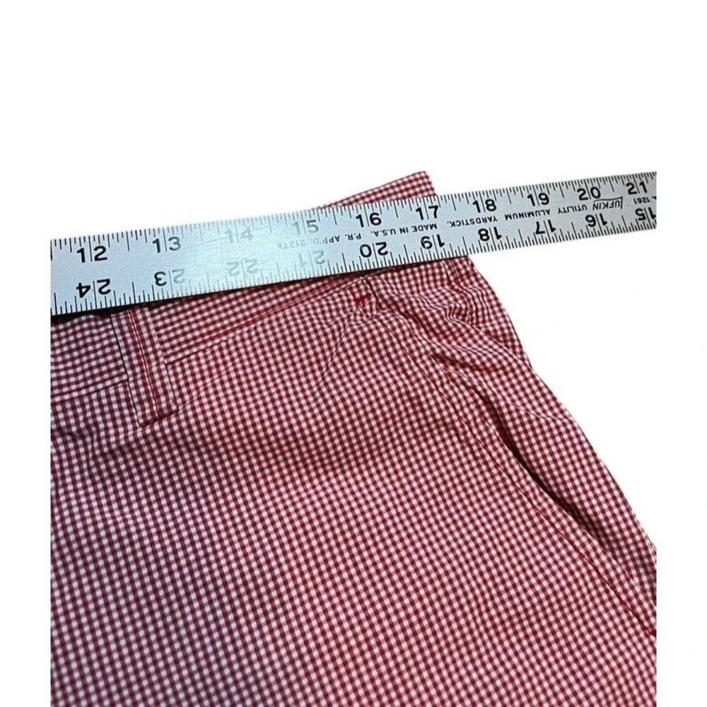 J. Crew Shorts Men's Size 34 Red White Gingham Plaid Check Flat Front Chino